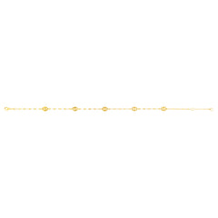 14K Gold Mirror Chain And Puffed Mariner Station Anklet