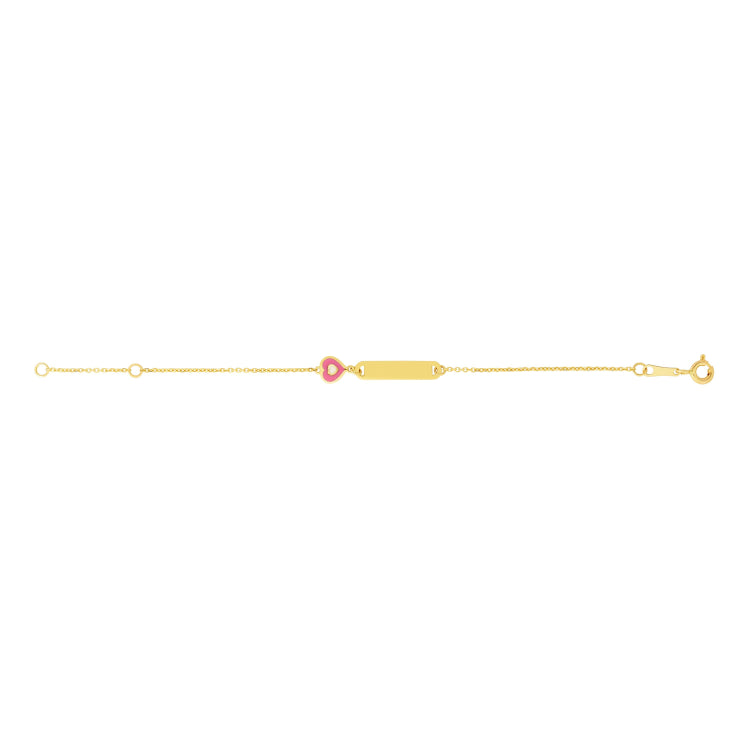 14K Gold Heart Id Bracelet