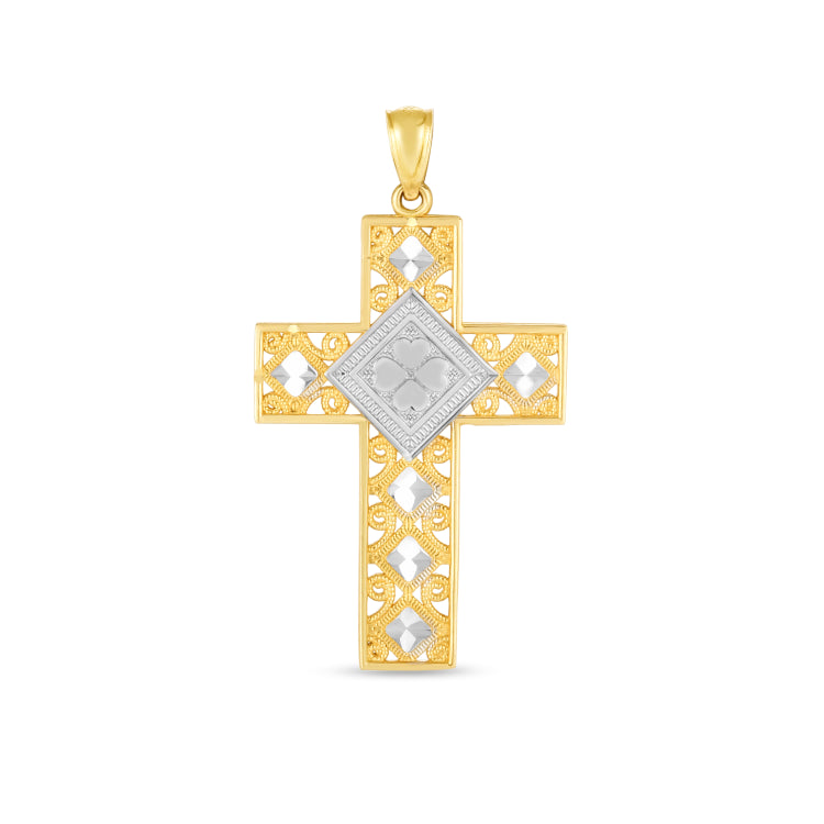 14K Two-Tone Cross Pendant