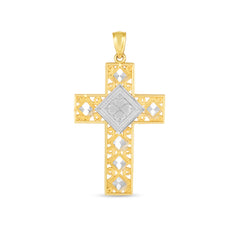 14K Two-Tone Cross Pendant
