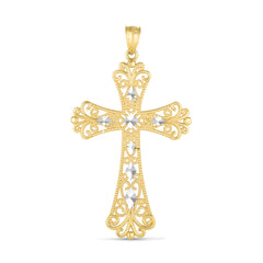 14K Two-Tone Cross Pendant