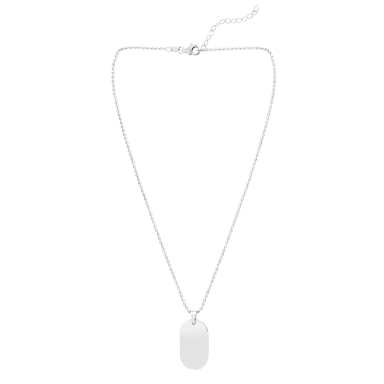 Silver Oval Tag Necklace