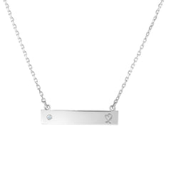 Silver Id Bar Diamond Accent Necklace