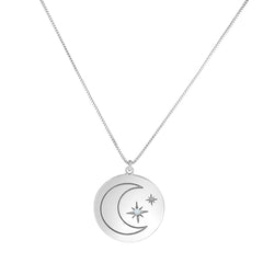 Silver Moon & Stars Diamond Accent Necklace
