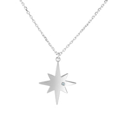 Silver Polished North Star Diamond Accent Necklace
