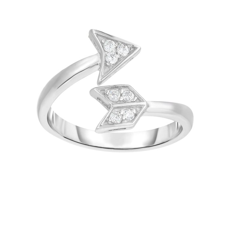 Silver Bypass Cz Arrow Toe Ring