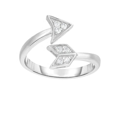 Silver Bypass Cz Arrow Toe Ring