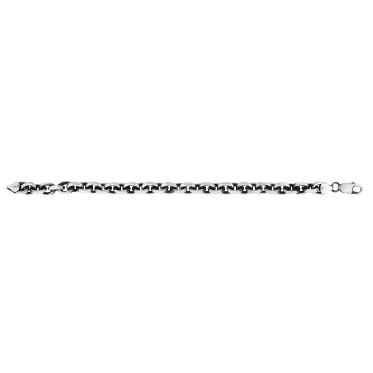 Silver 7.7Mm Men'S Gunmetal Anchor Chain Bracelet